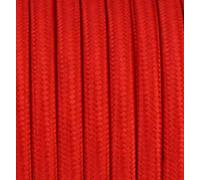 Vintage Fabric 3 Core Braided Textile Cable - 10FT/3 Metres, 2x1.5mm², Red Round