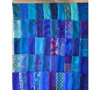 Vintage Fabrics Crafts Sari Silk Fabric Lot 20 Pieces 8 * 8 inches Squares Aqua Blue Color Easter Eggs Colouring Material Remnants DS232
