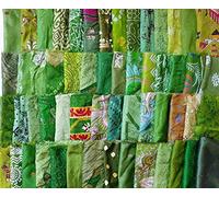 Vintage Fabrics Crafts Sari Silk Fabric Lot Vintage Sari Fabric Material Remnant 30 PCS 8" * 8"Squares Henna Craft Easter Scrapbook Art Doll Junk Journal*