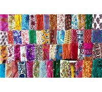 Vintage Fabrics Crafts Sari Silk Fabric Lot Vintage Sari Fabric Material Remnant Easter Eggs Coloring 15 Squares 8"*8" Small Flower Floral Craft Scrapbook Art Doll Junk Journal