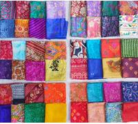 Vintage Fabrics Crafts Sari Silk Fabric Squares 30 pcs 8 * 8 Squares Saree Craft Material Home Decor Scrapbook Quilting Project Art Doll Easter