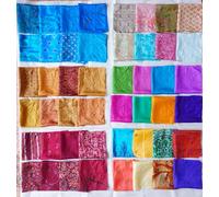 Vintage Fabrics Crafts Sari Silk Fabric Squares 48 pcs 8 * 8 Squares Saree Craft Material Home Decor Scrapbook Quilting Project Art Doll Easter DS343