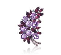 Vintage Faceted Crystal Brooch, 7.2cm Leaf Pin，Style 1