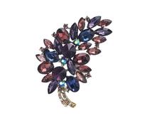 Vintage Faceted Crystal Brooch, 7.2cm Leaf Pin，Style 11
