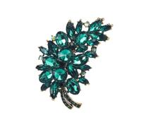 Vintage Faceted Crystal Brooch, 7.2cm Leaf Pin，Style 4