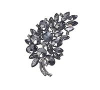 Vintage Faceted Crystal Brooch, 7.2cm Leaf Pin，Style 8