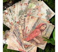 Vintage Fairy Tale Decoupage Scrapbook Paper Set - 180 Sheets Fantasy Cryptid Witch, Mermaid, Princess Journal Craft Paper Ephemera Pack for Collage, Junk Journal, Art Projects