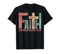 Vintage Faith Ephesians 2:8 Saved by Grace Graphic Gift T-Shirt