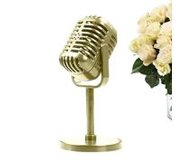 Vintage Fake Microphone Prop - Retro Style Toy Microphone With Stand | Antique Model For Party Role Play, Stage Decoration, Table Ornament For Themed Events, Kids Performance Accessory, Photo
