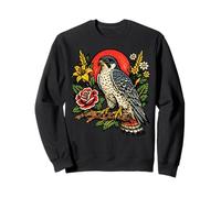 Vintage Falcon Raptor Bird Tattoo Style Birdwatching Design Sweatshirt