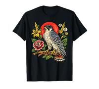 Vintage Falcon Raptor Bird Tattoo Style Birdwatching Design T-Shirt