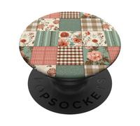 Vintage Fall Flower Cottagecore Gingham & Botanical Autumn PopSockets Adhesive PopGrip