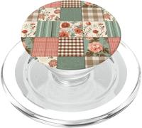 Vintage Fall Flower Cottagecore Gingham & Botanical Autumn PopSockets PopGrip for MagSafe