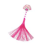 Vintage Fan Shaped Hair Clip Pin Long Tassel Kimono Headpiece Costume Rose