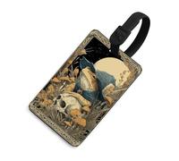 Vintage Fantasy Frog Perched on Human Skull Luggage Tag Travel Bag Suitcase Baggage Name Tags