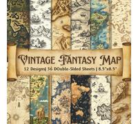 Vintage Fantasy Maps Scrapbook Paper Craft Pad: 12 Old Map Designs, 36 Double-Side Sheets Printed on 8.5"x8.5" Size Paper. Great For Card Making, Junk ... Paper, Decoupage, DIY Project and More!