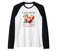 Vintage Farm Fresh Georgia Peaches Shirt Peach Fruit Lover Raglan Baseball Tee