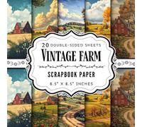 Vintage Farm Scrapbook Paper: 20 Double Sided Craft Paper Sheets | 5 Old Scene Designs for Collage, DIY Projects, Origami, Junk Journals, & More | Premium Color, 8.5" x 8.5"