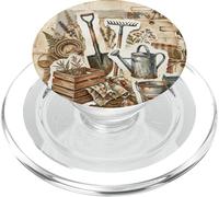 Vintage Farm Tools Collage Rustic Garden Ephemera Art PopSockets PopGrip for MagSafe