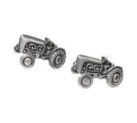 Vintage Farm Tractor Cufflinks, Hand-Crafted English Made Pewter, Burnished Silver Finish, with Personalised Leatherette Gift Box