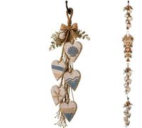 Vintage Farmhouse Layered Heart Wall Hanging - Rustic Wood 5-Tier Heart Decor, Rustic Neutral Wooden Hearts Trinket Shelf Hanging Art for Home, Living Room, Bedroom，D