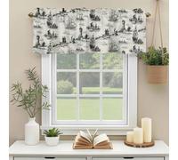 Vintage Farmhouse Ocean Valances for Windows, Country Nautical Grey Sea Ships Castles Map Rod Pocket Valance Short Window Treatments Curtains for Kitchen Bathroom Bedroom Decor, 60 x 14 Inches
