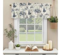 Vintage Farmhouse Ocean Valances for Windows, Country Nautical Sea Ships Castles Map Rod Pocket Valance Short Window Treatments Curtains for Kitchen Bathroom Bedroom Decor, 42 x 12 Inches