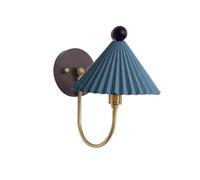 Vintage Farmhouse Wall Sconce Light - Modern Ceramics, Brushed d, Retro Style Blue Glass, Bathroom Wall Light Fixtures for Hotel, Bar Counter