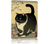 Vintage Fat Chubby Tuxedo Cat Vintage Metal Sign Retro Tin Sign Art Home Decoration for Living Room Shop Farm Wall Decor 8x12inch