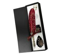 Vintage Feathers Quill Pen And Ink Set, With Stainless Steel Nib & Stand, 27.8x9x4cm, Black Feathers Pen And Ink Set, Antique Writing Tools, Vintage Elegance Design, For Authors & Writers
