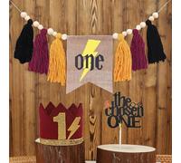 Vintage Felt Birthday Hat, Themed Crown Set,1st Birthday Wizard Party Decoration Supplies 1st Birthday High Chair Banner One Cake Topper 1st Birthday Hat Decoration