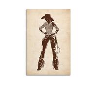 Vintage Feminine Wall Art, Classic Western Abstract Line Cowgirl Hanging Paintings Poster, Minimalist Neutral Artwork for Modern Home Teenager's Room Stylish De 20x30inch(50x75cm)