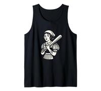 Vintage Feminist Strong Woman Retro Tattoo Art Softball Girl Tank Top