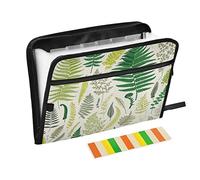 Vintage Fern Botanical Expanding File Folder Important Papers Organizer, 13 Pockets Waterproof Accordion File Organizer with Zipper for Family Bill Paperwork