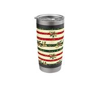 Vintage Festive Holly Stripe Christmas Pattern Stainless Steel Insulated Tumbler