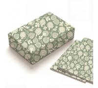 Vintage Fig Wrapping Paper, 2 Sheets Folded Flat Gift Wrap, Heavyweight Kraft for Vegan Foodie Birthday Mother, Sage Green Botanical Artichoke Aesthetic Present