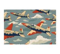 Vintage Fighters Pattern Placemats Heat Resistant Washable Oxford Cloth Table Mats Set of 4 Home Kitchen Decoration, Easy to Clean