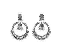 Vintage Filigree Hollow Circle Bali Bead Tassel Dangle Drop Earrings for Women Boho Retro Indian Jhumki Bell Lightweight Dangling Flower Round Disc Stud Hypoallergenic Fashion Jewelry Gifts, Metal, No