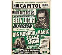 Vintage Film and Theatre 'Bela Lugosi Live at The RKO Capital Theatre for One Night Only', U.S.A, 1950, Reproduction 250gsm A4 & A3 Vintage Vampire Poster