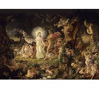 Vintage Film and Theatre 'Shakespeare. As You Like it. The Quarrel of Oberon and Titania, Detail', England, 1849, Joseph Noel Paton, Reproduction 250gsm A4 & A3 Vintage Shakespeare Poster