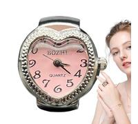 Vintage Finger Ring Watch - Unique Heart Shaped Elastic Band Watches with Elastic Ring - Improved Time Setting Creative Heart-Shaped Watches Watch with Ring