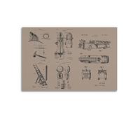 Vintage Fire Brigade Mechanical Blueprint Poster - Industrial Engineering Design Poster Decorative Painting Canvas Wall Posters And Art Picture Print Modern Family Bedroom Decor Posters 16x24inch(40x
