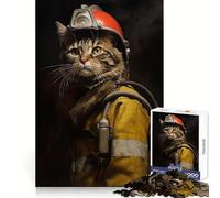 Vintage Firefighter Cat 1000-piece Puzzle for Teenagers Brain Strength Peaceful Escape Firm Interlock Joyful Xmas (50x75cm)