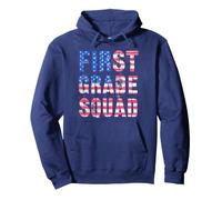 Vintage FIRST GRADE SQUAD American Teacher USA Flag 1st Gr Pullover Hoodie