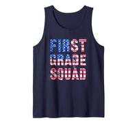 Vintage First Grade Squad American Teacher USA Flag 1st Gr Tank Top