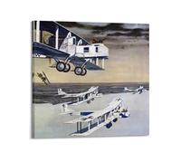Vintage First World War Fighter Plane Poster Great London Air Raid Scare Poster Decorative Painting Canvas Wall Posters And Art Picture Print Modern Family Bedroom Decor Posters 12x12inch(30x30cm)