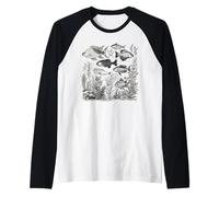 Vintage Fish Aquatic Plants Illustration Raglan Baseball Tee