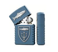Vintage Fish Trident Carved Kerosene Lighter Reusable Flint Wheel Soft Flame Trench Lighter for Outdoor Camping Hiking (A)
