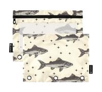 Vintage Fishes Stars Pencil Pouch for 3-Ring Binder Clear Pencil Case