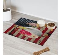 Vintage Flag American Bald Eagle Rose Pet Feeding Mat for Cat Dog Water Bowl Food Mats Pet Feeding Mats Absorbent Nti-Slip Contain Spills Protects Floors Placemat 30.4 x 50.8 cm